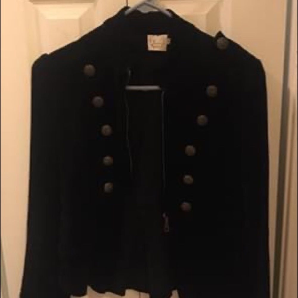 Black Military Style Cord Jacket